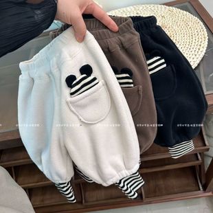 儿童裤子加绒款秋冬韩版男女童暖暖裤宝宝加厚帅气婴儿裤