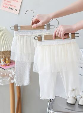 童装夏装女童假两件拼接裙裤婴儿莫代尔打底裤子儿童女宝宝七分裤