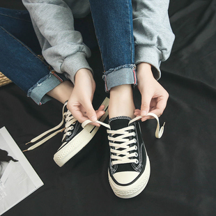 匡鞋子1970s帆布鞋女复古低帮黑色高帮学生情侣板鞋男运动鞋潮款