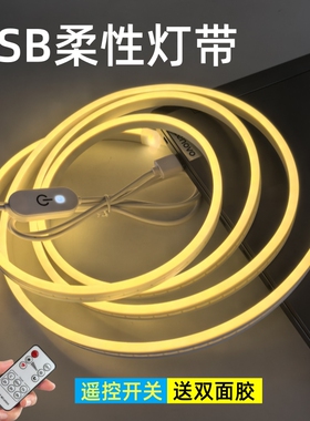 遥控LED硅胶USB灯带氛围灯小夜灯伴睡灯可调节亮度宿舍灯伴读灯5v