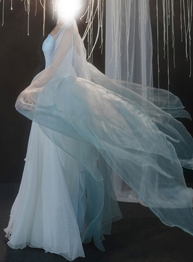 忆梦兮无艺之艺一朵大左钉珠刺绣古风破烂花瓣袖超出片舞服汉服