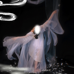 忆仙娥无艺之艺一朵大左破烂袖重工钉珠刺绣汉元素仙气飘逸大袖衫