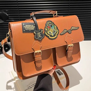哈利波特同款 霍格沃茨学院风斜挎手提包英伦风邮差包剑桥包电脑包