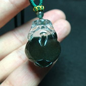 绿幽灵貔貅吊坠女正品 天然千层山水晶原石挂件半盆聚宝盆真水晶男