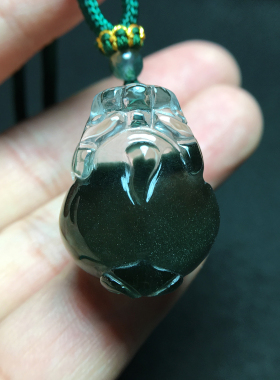 天然绿幽灵水晶吊坠女真水晶挂件