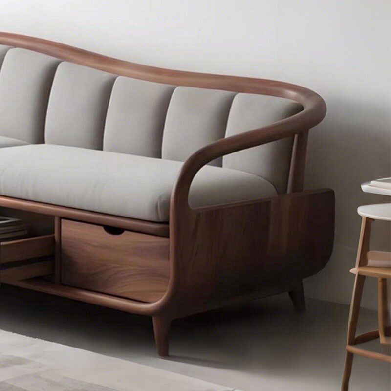 新中式实木沙发高端黑胡桃木别墅客厅2025新款设计师直排储物沙发