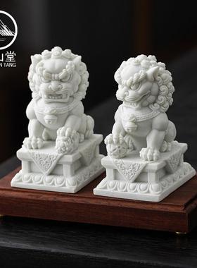 可爱石狮子一对中式喜狮摆件桌面装饰家用门口乔迁新居礼物