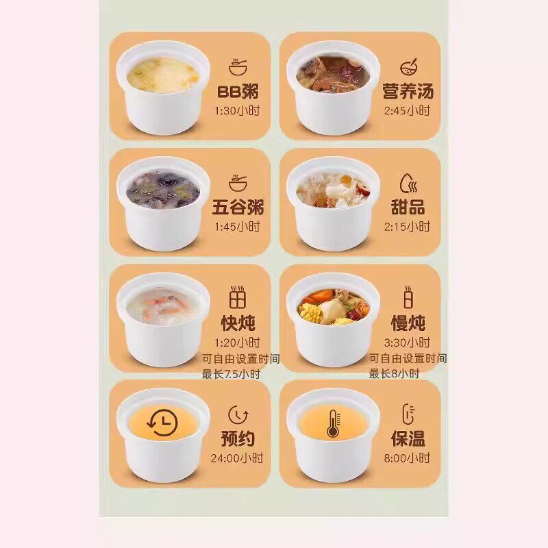 德国品质电炖锅白瓷内胆陶瓷盖家用煲汤锅快炖不溢锅电炖盅辅食锅