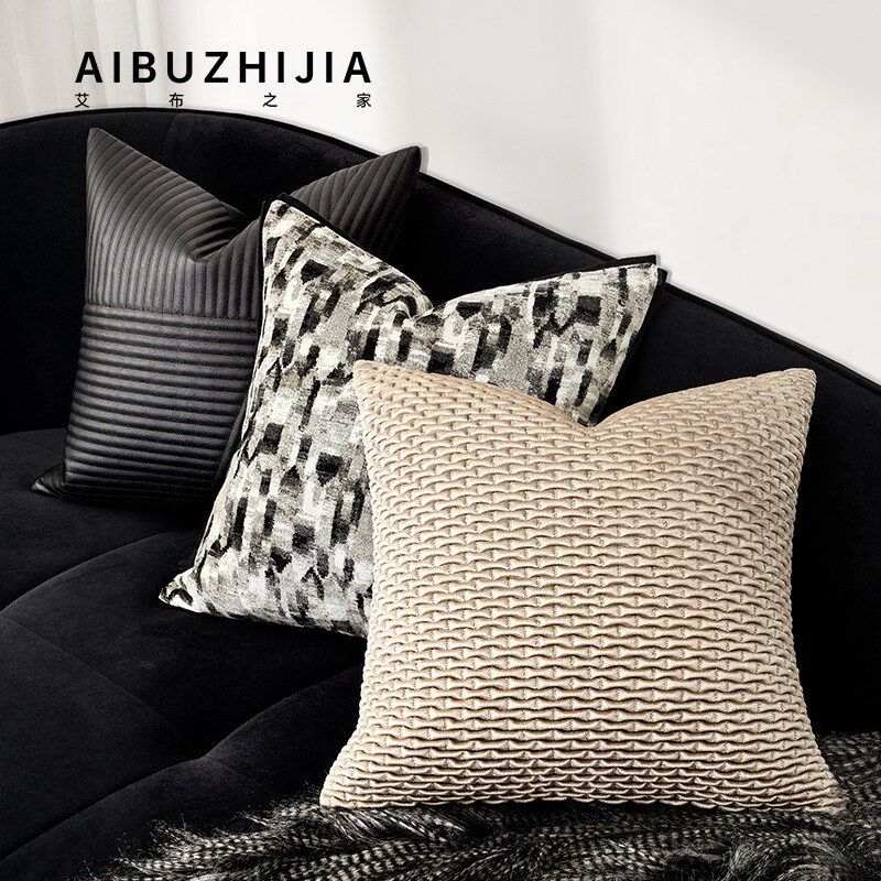 现代简约客厅沙发抱枕轻奢高级感绿色系拼接靠垫靠背腰枕抱枕 套