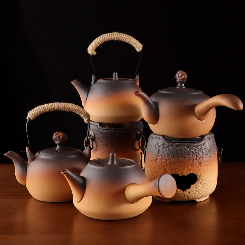 精选户外家用陶瓷酒精炉煮茶器提梁烧水壶酒精灯功夫茶具碳炉茶壶