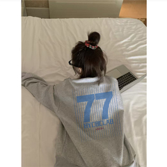 纯棉美式复古无帽卫衣女秋冬小个子慵懒oversize加绒加厚圆领上衣