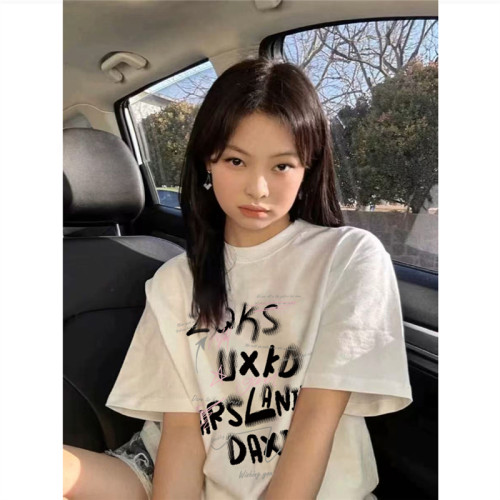 纯棉美式复古潮牌短袖t恤女夏季