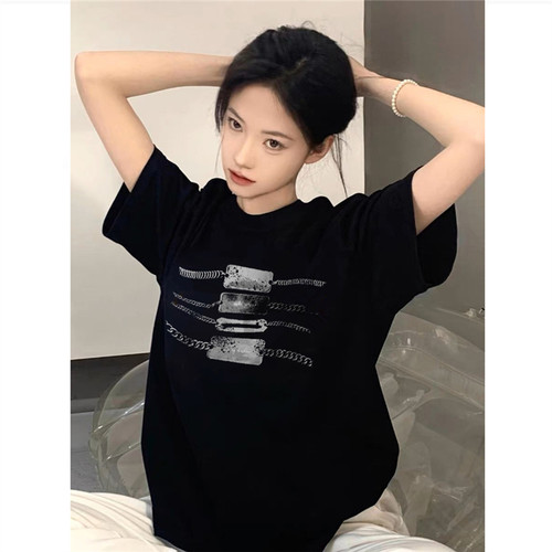 纯棉高街美式复古短袖t恤女夏季