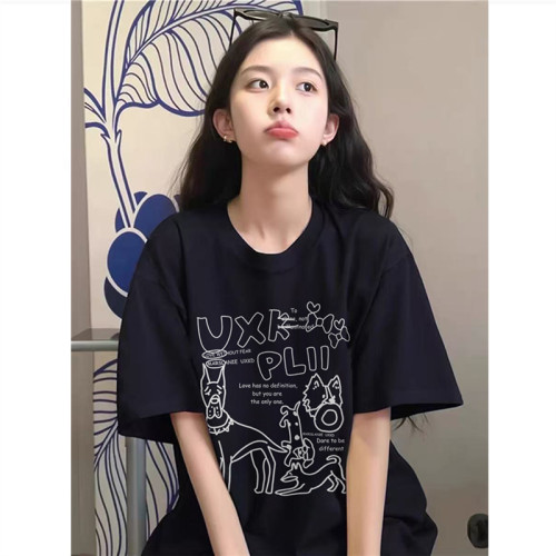 美式复古Vintage正肩短袖t恤女