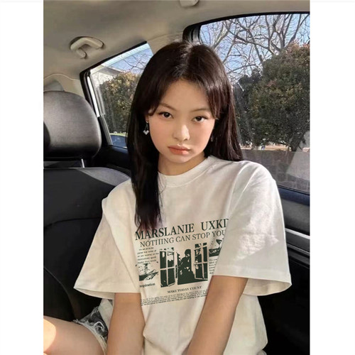 纯棉欧货美式潮牌正肩短袖t恤女