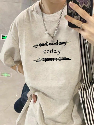 100%纯棉美式潮牌字母短袖t恤女