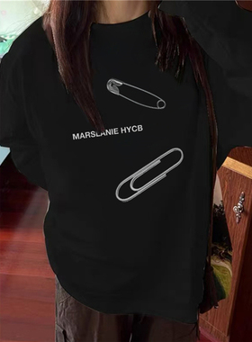 纯棉高街美式复古正肩长袖t恤女2025新款设计感小众宽松打底体恤