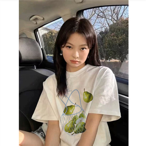 纯棉设计感美式正肩短袖t恤女