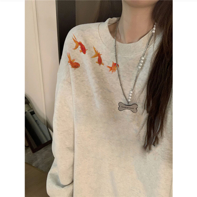 欧货美式潮牌加绒加厚无帽卫衣女