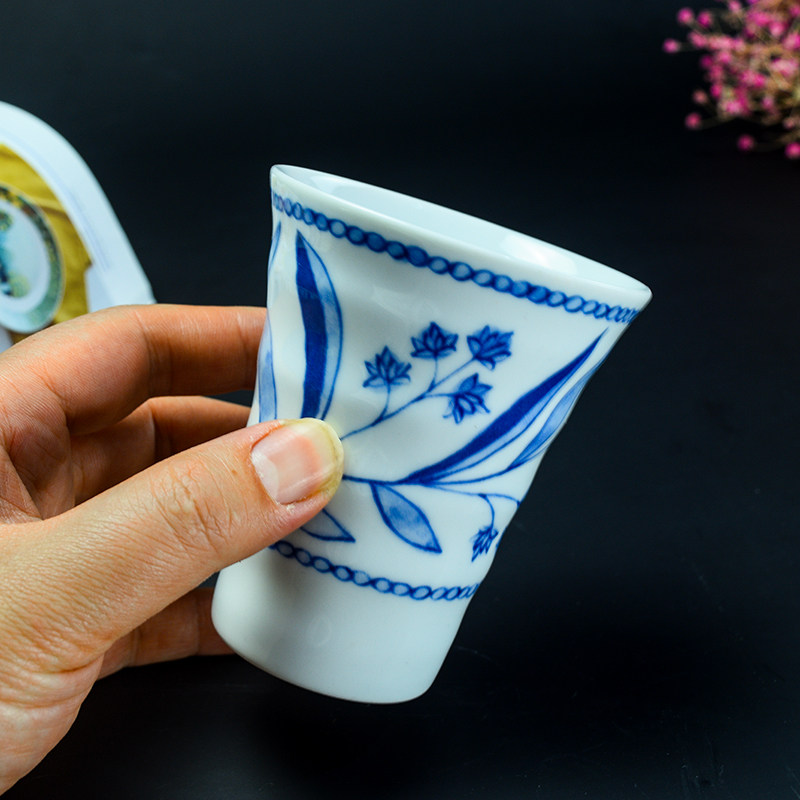 日本进口有田烧青花瓷釉下彩茶杯