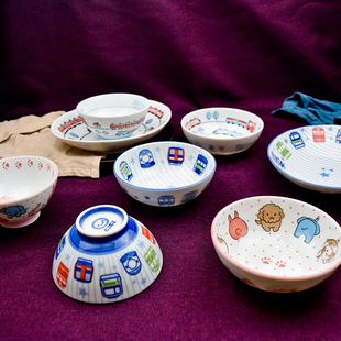 个性 日本卡通碗陶瓷碗学生 包邮 韩式 可爱面碗儿童创意饭碗动物餐具