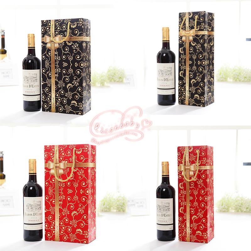 红酒包装袋白卡纸盒袋手提礼品甜酒洋酒袋子单双支葡萄酒包装纸袋