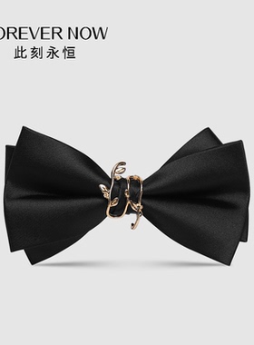 新郎结婚领结男韩版黑色伴郎兄弟团西装衬衫连理枝蝴蝶结领花男士