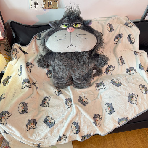 卡通路西法猫多功能抱枕被子两用靠垫办公室车载靠枕学生午睡毯子