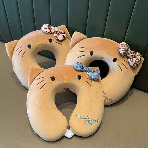 可爱Kt猫咪记忆棉U型枕学生办公室午休U形护颈枕便携飞机旅行头枕
