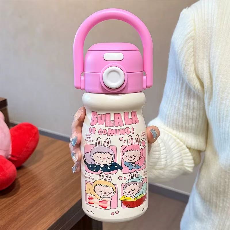 保温杯女生可爱儿童双饮杯316不锈钢学生便携吸管杯子新款水壶