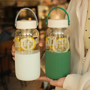 高硼硅玻璃杯大容量1000ml喝水杯茶水分离泡茶杯子2025新款高颜值