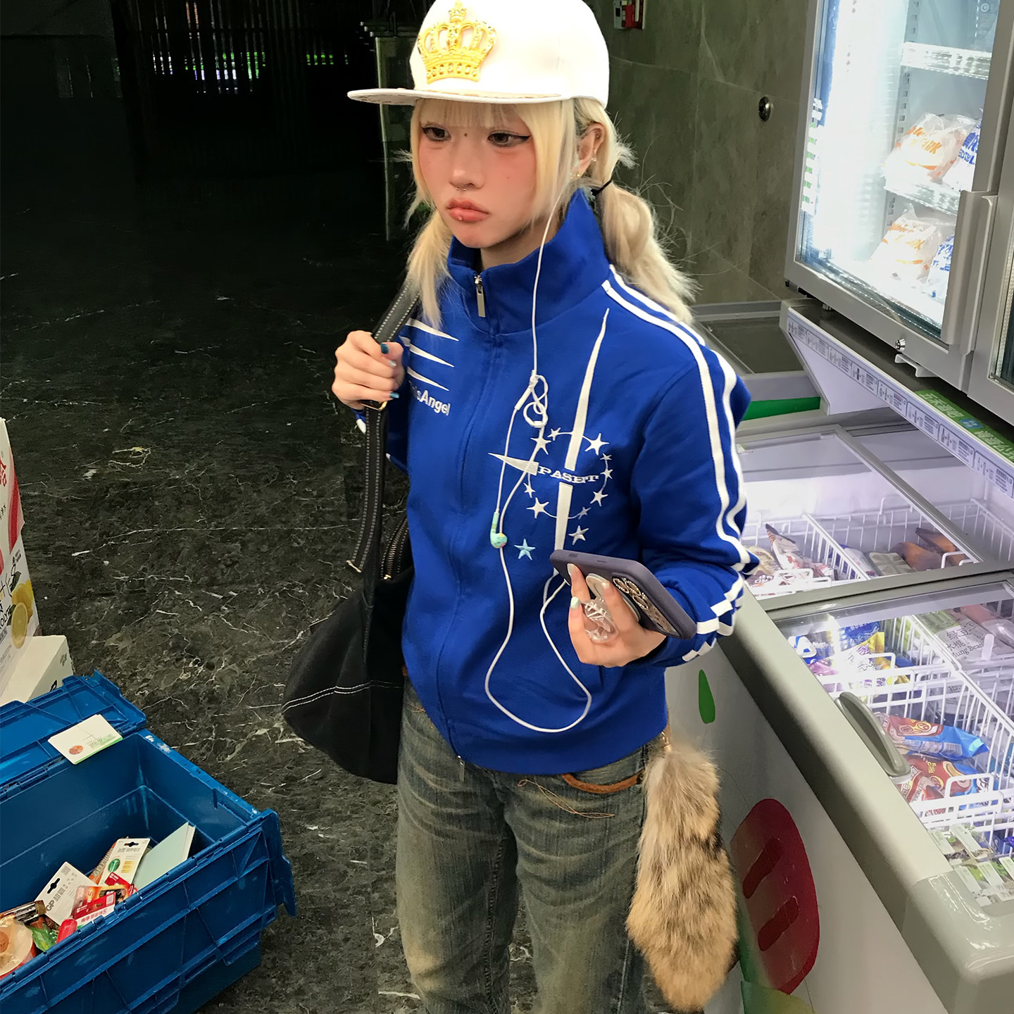 PASET小众刺绣条纹立领夹克