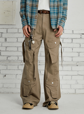 徐振轩同款PASET微喇工装裤绑带宽松休闲裤小众多口袋炮弹微喇裤