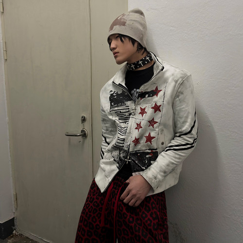 PASETSeen This Angel原创运动复古脏感立领外套哥特短款夹克男女