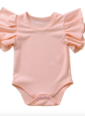 Baby Boy Girl Short Sleeve Ruffle Romper Bodysuit Jumpsuit