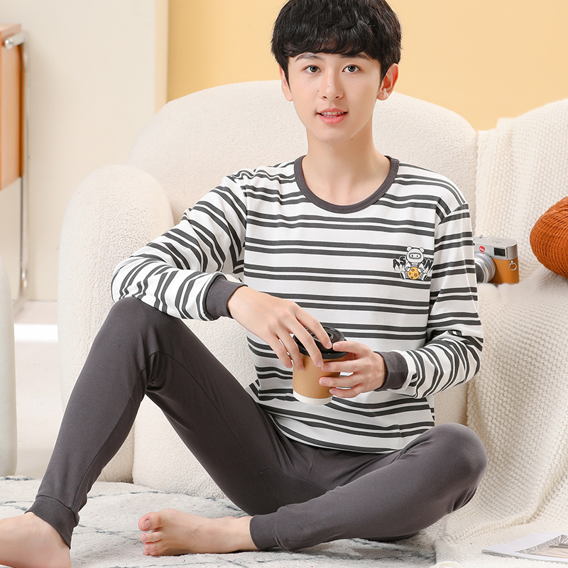 男童睡衣秋款2025新款秋季儿童全棉秋衣秋裤套装男大童纯棉家居服