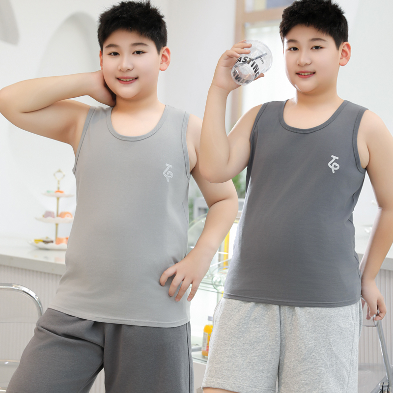 胖童背心纯棉夏季薄款儿童大码男童大童加肥加大男孩春秋打底内穿