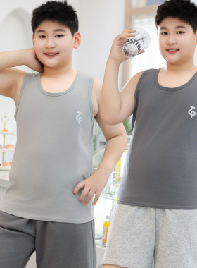胖童背心纯棉夏季薄款儿童大码男童大童加肥加大男孩春秋打底内穿