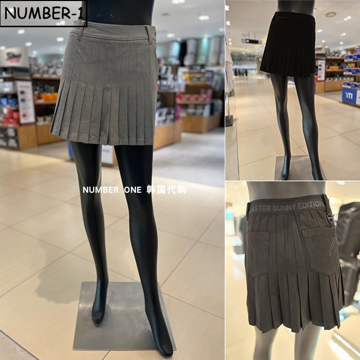 韩国代购master bunny高尔夫球服25年女秋徽标口袋侧拉链百褶短裙