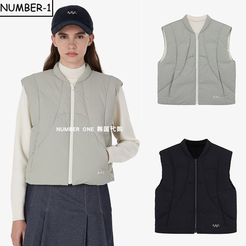 韩国代购APC高尔夫球服25年女款冬季柔软轻质防风拉链马甲上衣