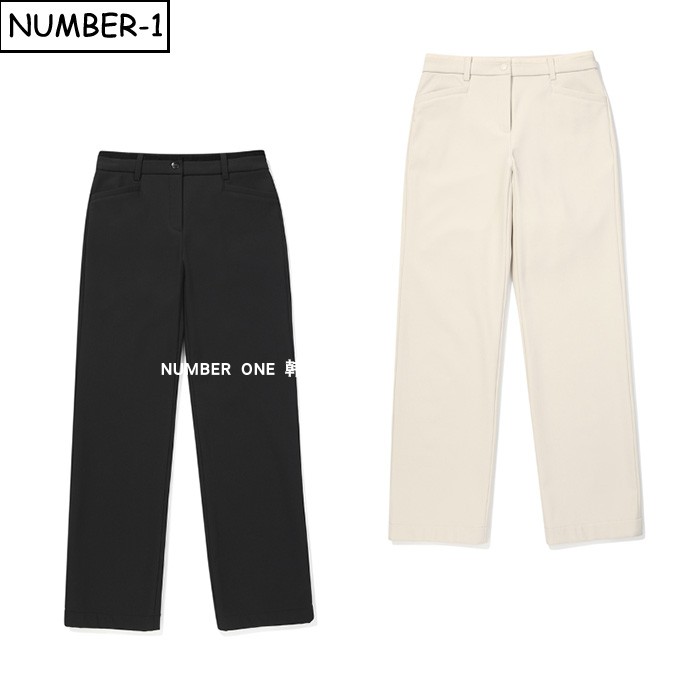 韩国代购malbon高尔夫球服25年女冬纯色徽标侧口袋毛绒运动裤长裤