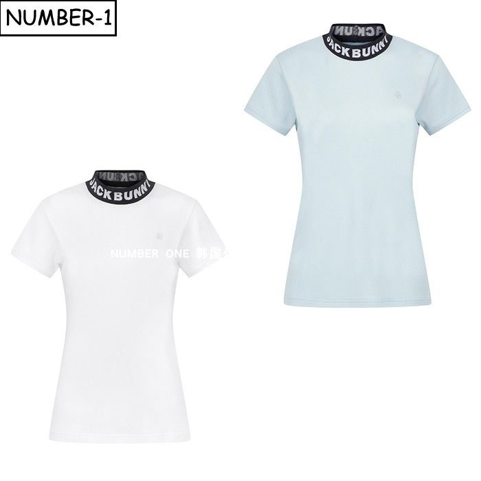 韩国代购pearly gates高尔夫球服25年女秋季杰克兔小高领短袖T恤