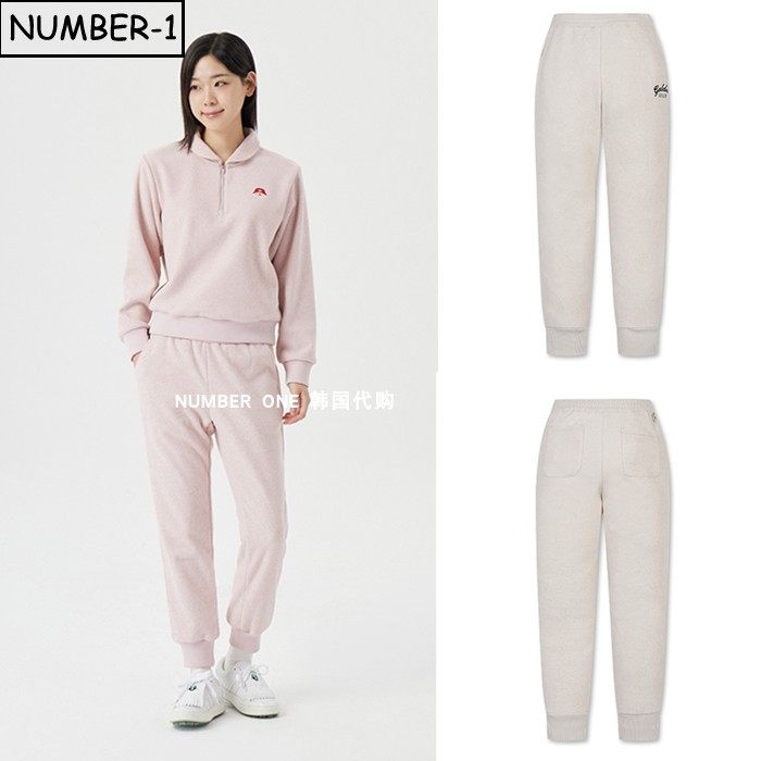 韩国代购golden bear高尔夫球服25年女冬徽标侧口袋毛绒保暖长裤