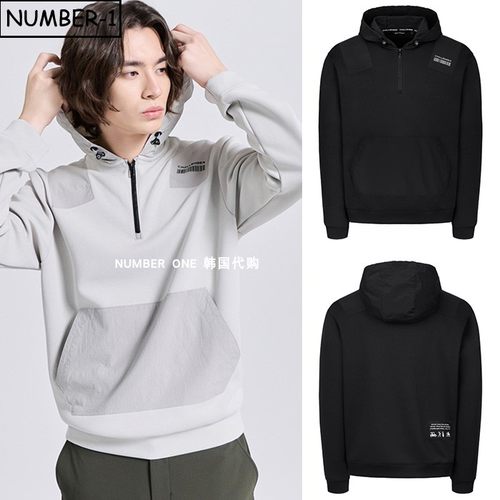 韩国代购challenger高尔夫球服25年男秋冬半拉链连帽长袖针织上衣