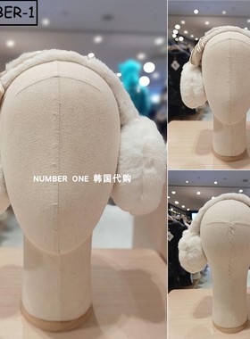 韩国代购pearly gates高尔夫配饰25年女冬微笑徽标毛绒绒保暖耳套