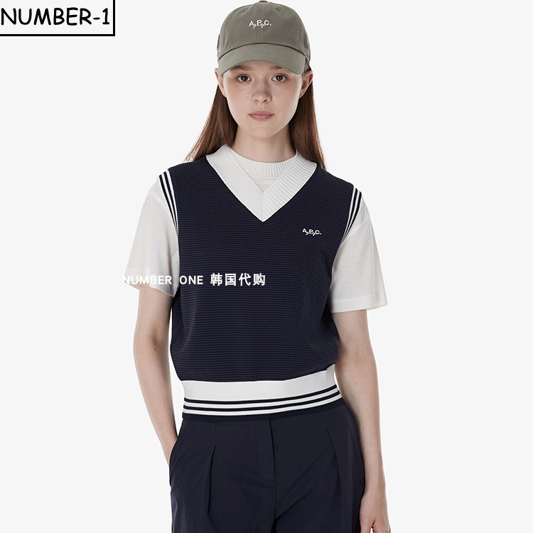 韩国代购APC高尔夫球服26年女款秋季时尚纯色弹力针织叠穿背心