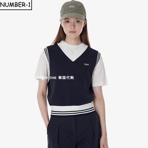 韩国代购APC高尔夫球服26年女款秋季时尚纯色弹力针织叠穿背心