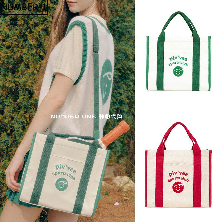 韩国代购pivvee高尔夫球包24年女款时尚大容量条纹手拎斜挎包球包