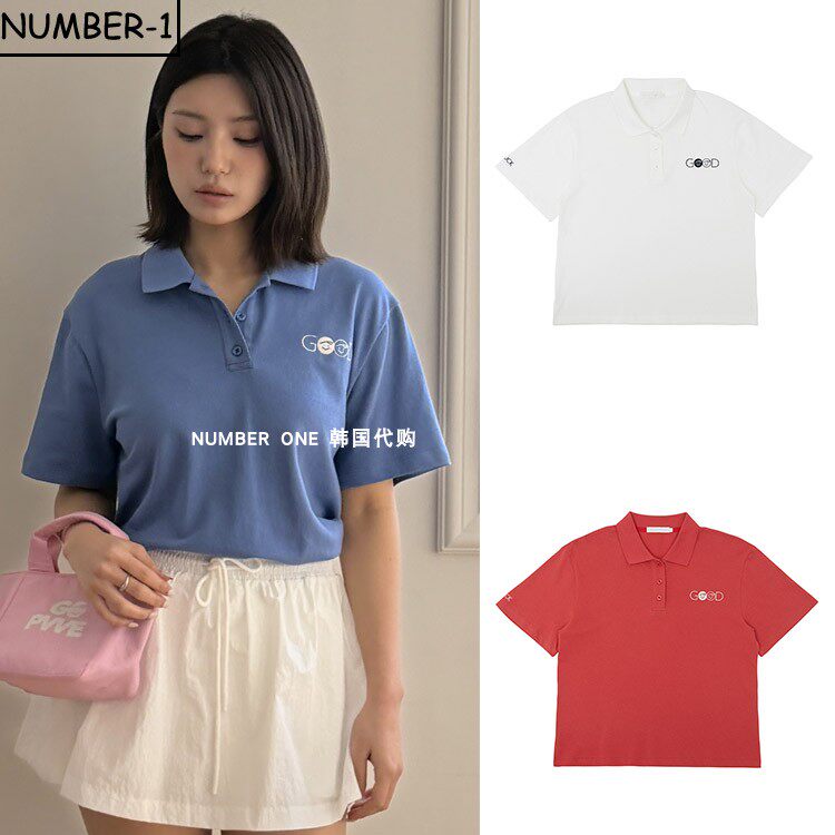 韩国代购pivvee高尔夫球服26年女款夏季纯色透气薄款运动polo上衣
