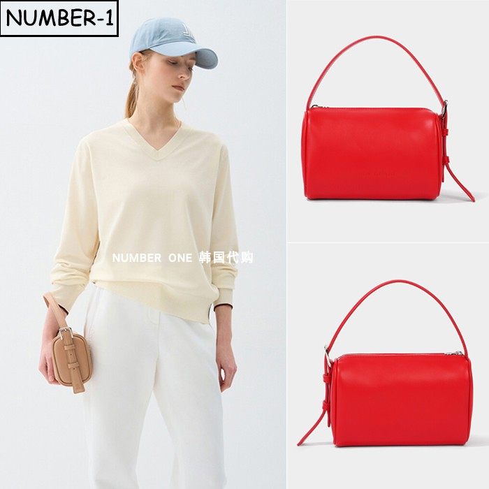 韩国代购高尔夫球包26年女春季纯色徽标皮革日常拉链手提包托特包